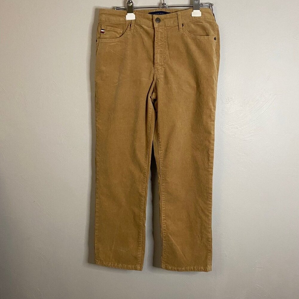 Tommy Hilfiger Brown Corduroy Straight leg size 8 Cropped 5 pocket Jeans stretch